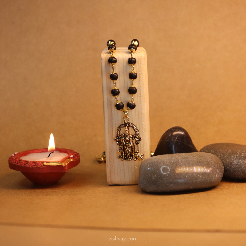 Golden Karungali Mala with Murgan Pendant