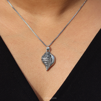 Krishna Vasudevaya Mantra Shankh Pendant Necklace