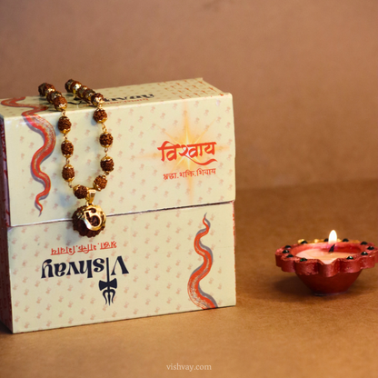 Gold Plated Shree Om Rudraksha Mala
